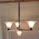 Art Deco chandelier with 4 lights in metal and glass - 1930s/40s