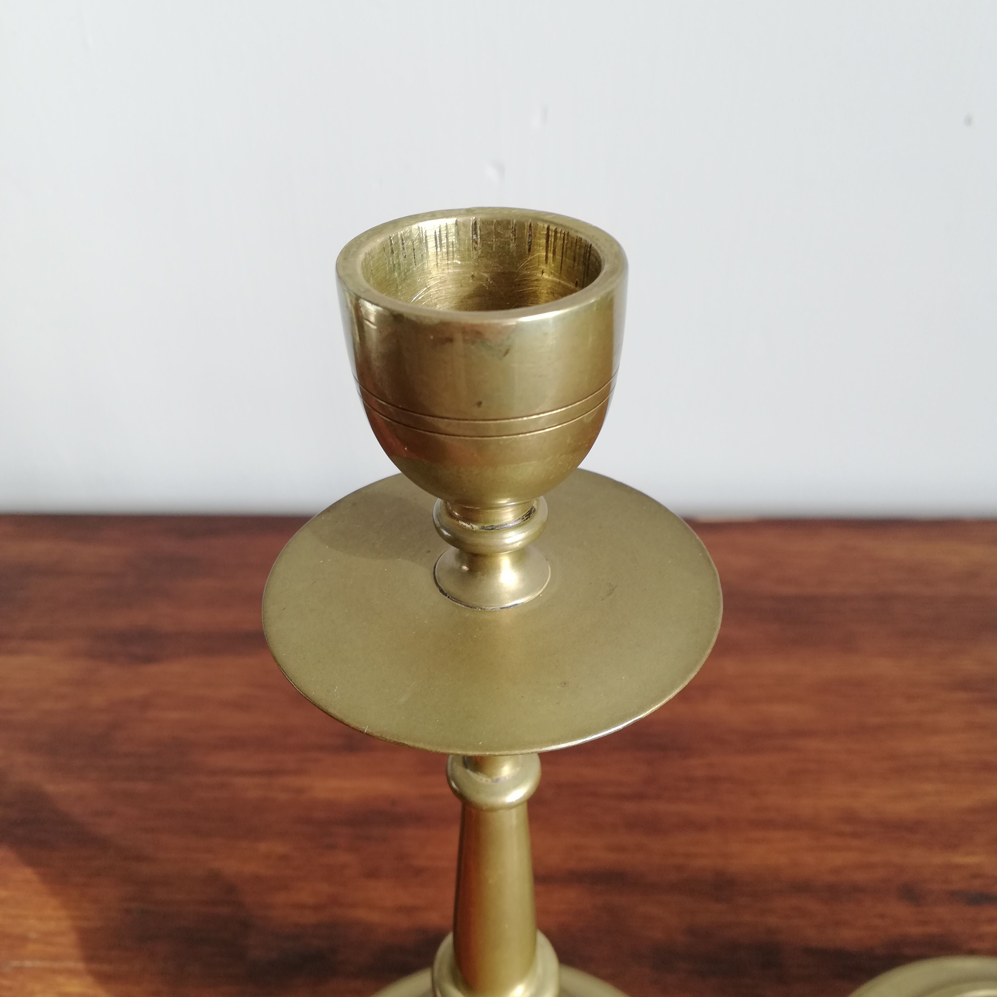 Pair of brass candle holders