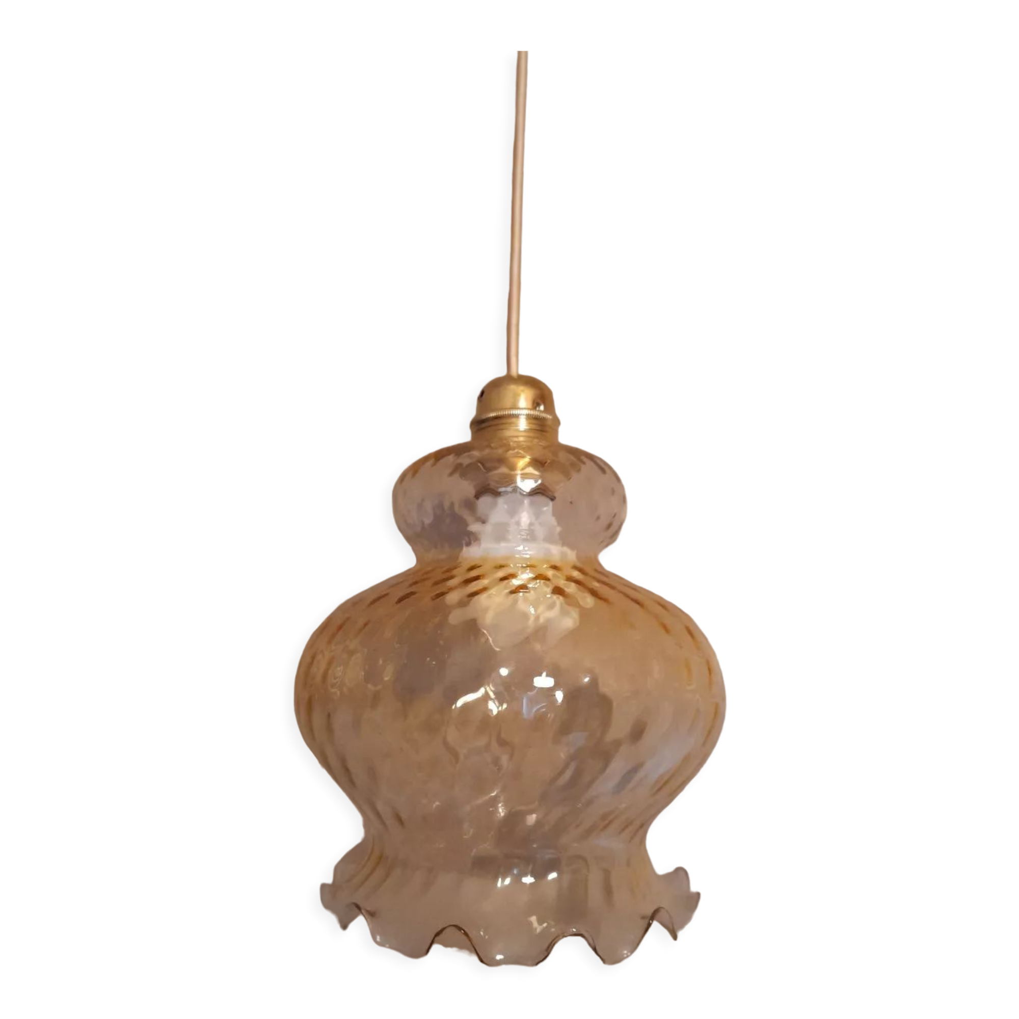 Tulip suspension amber glass, vintage