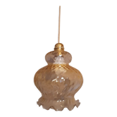 Suspension tulipe verre ambré, vintage