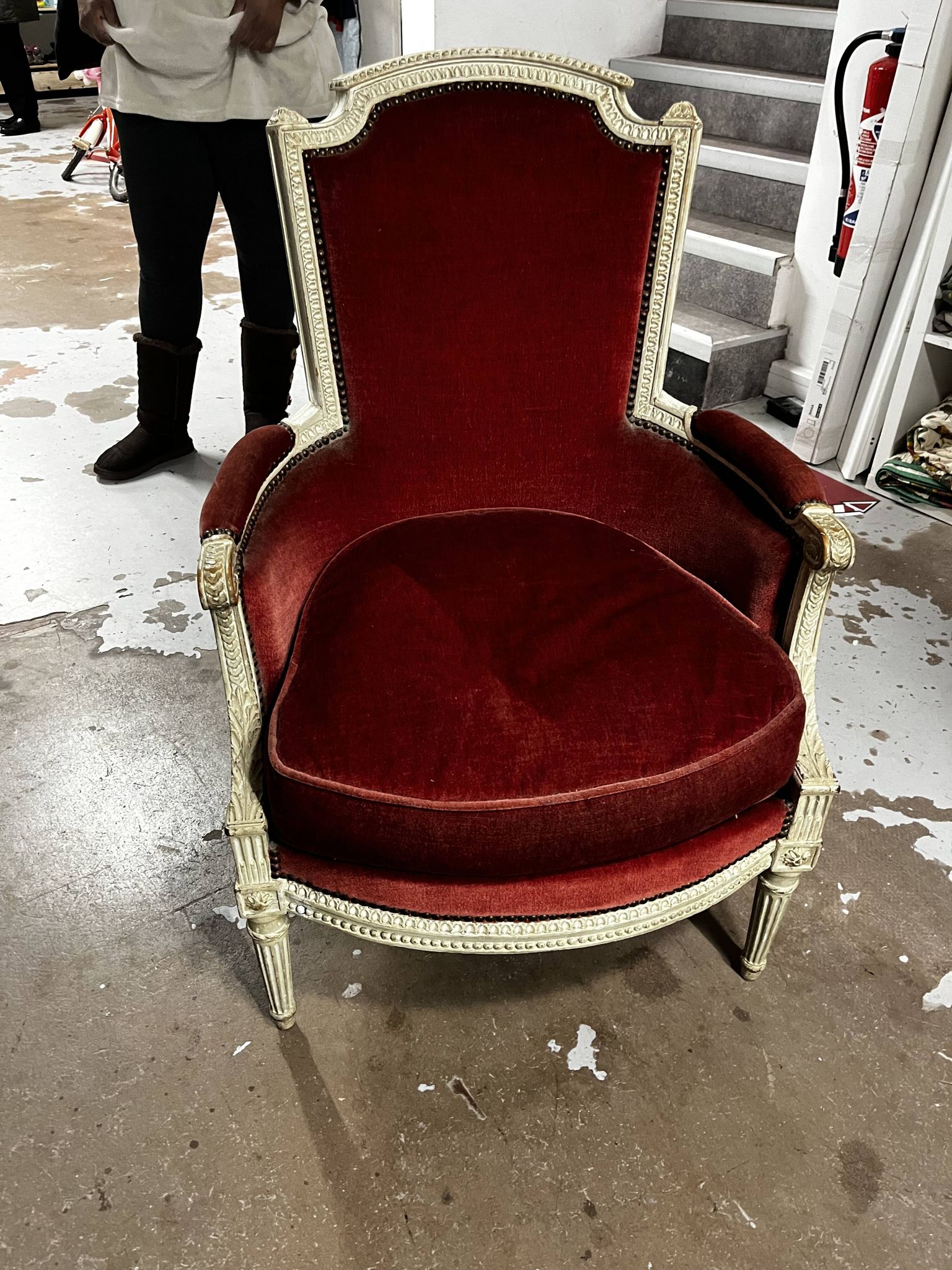 Antique Louis XVI style armchair - around 1900 - traditional upholstery