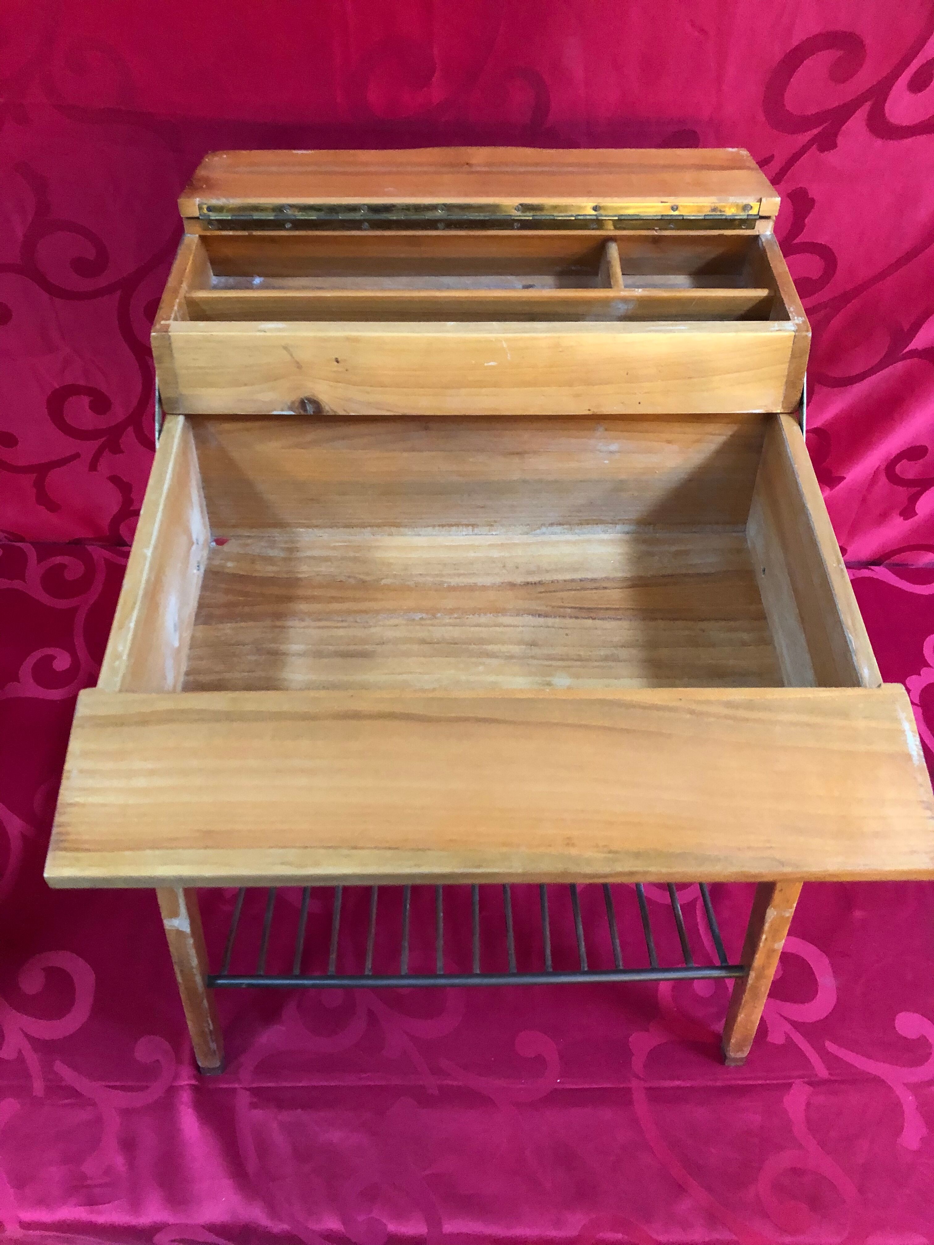 Small sewing table in vintage light cherry