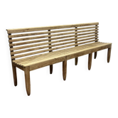 Banc de gare en châtaignier des années 1950