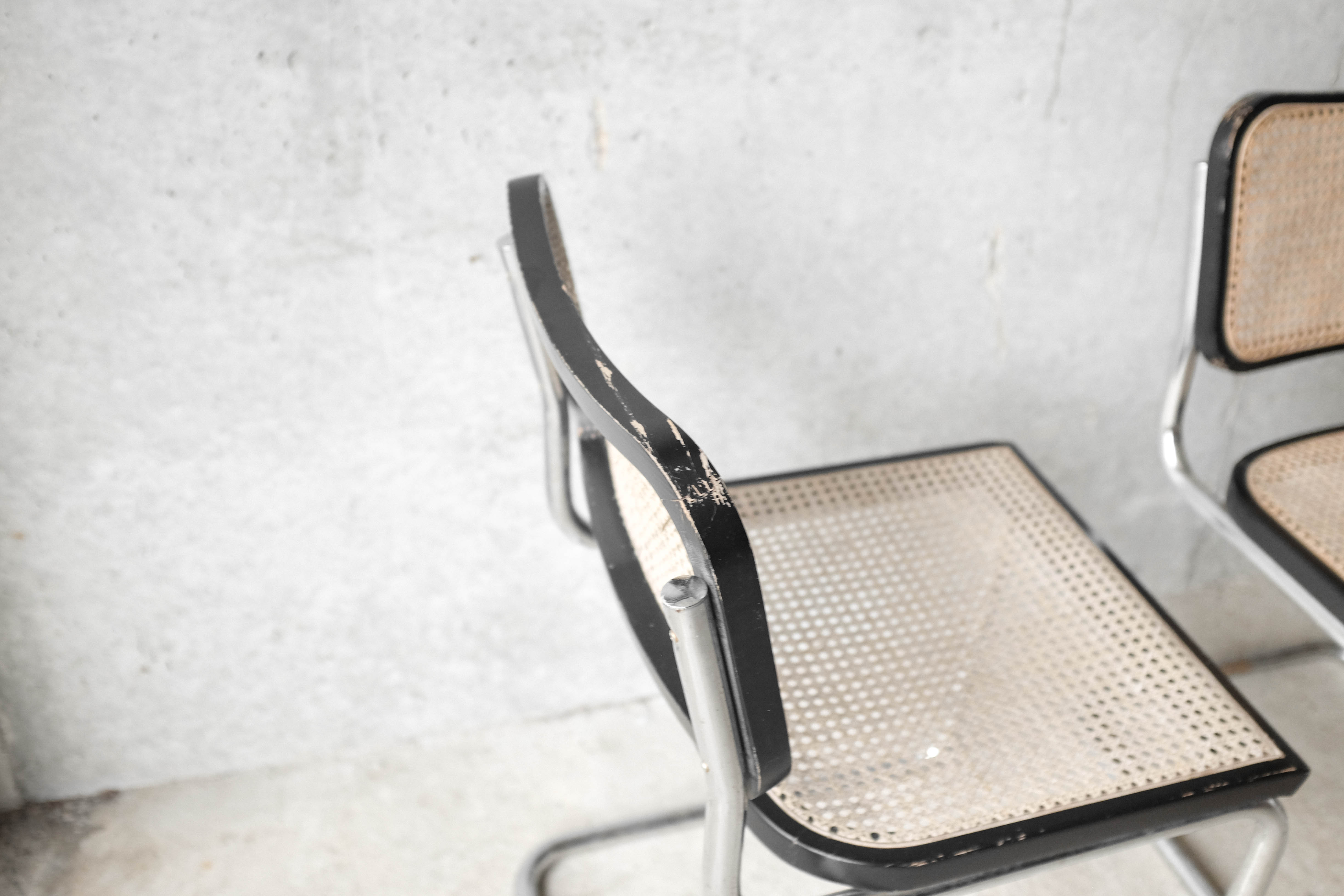 Set of 4 black cesca B32 chairs by Marcel Breuer