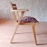 Restored bridge office chair with vintage compass feet from the 50s