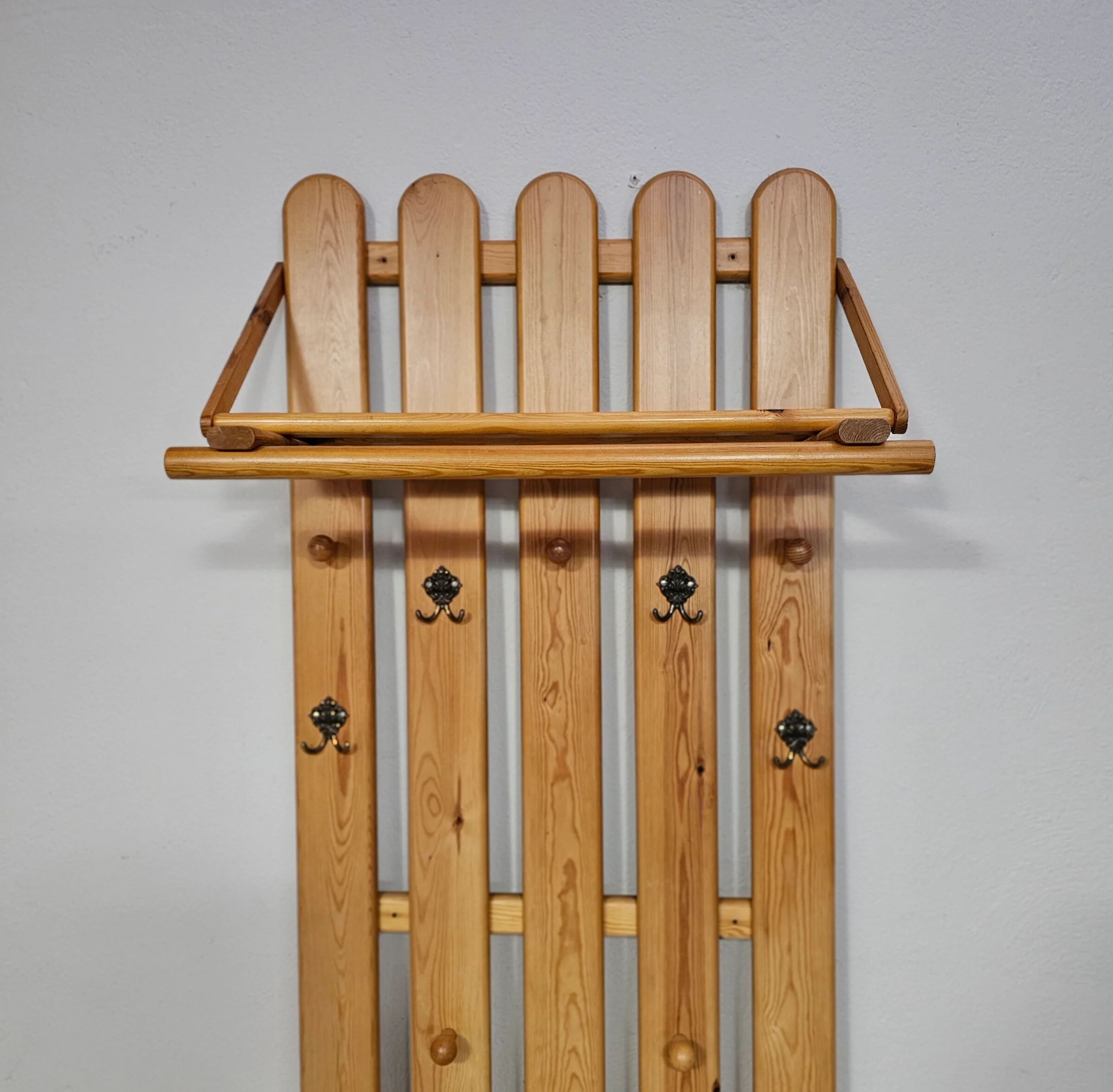 Pine wood coat rack / coatrack width 60 height 190 depth 30 cm