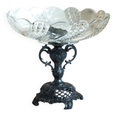 Vintage crystal glass fruit bowl, crystal glass fruit basket.