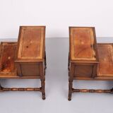 Superb pair Mahogany and Leather library steps England