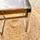 Table d'appoint en métal et plexiglas fumé vintage 70