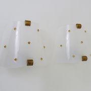 Pair of vintage wall lamps in Plexiglas and Rockabilly brass. Year 50