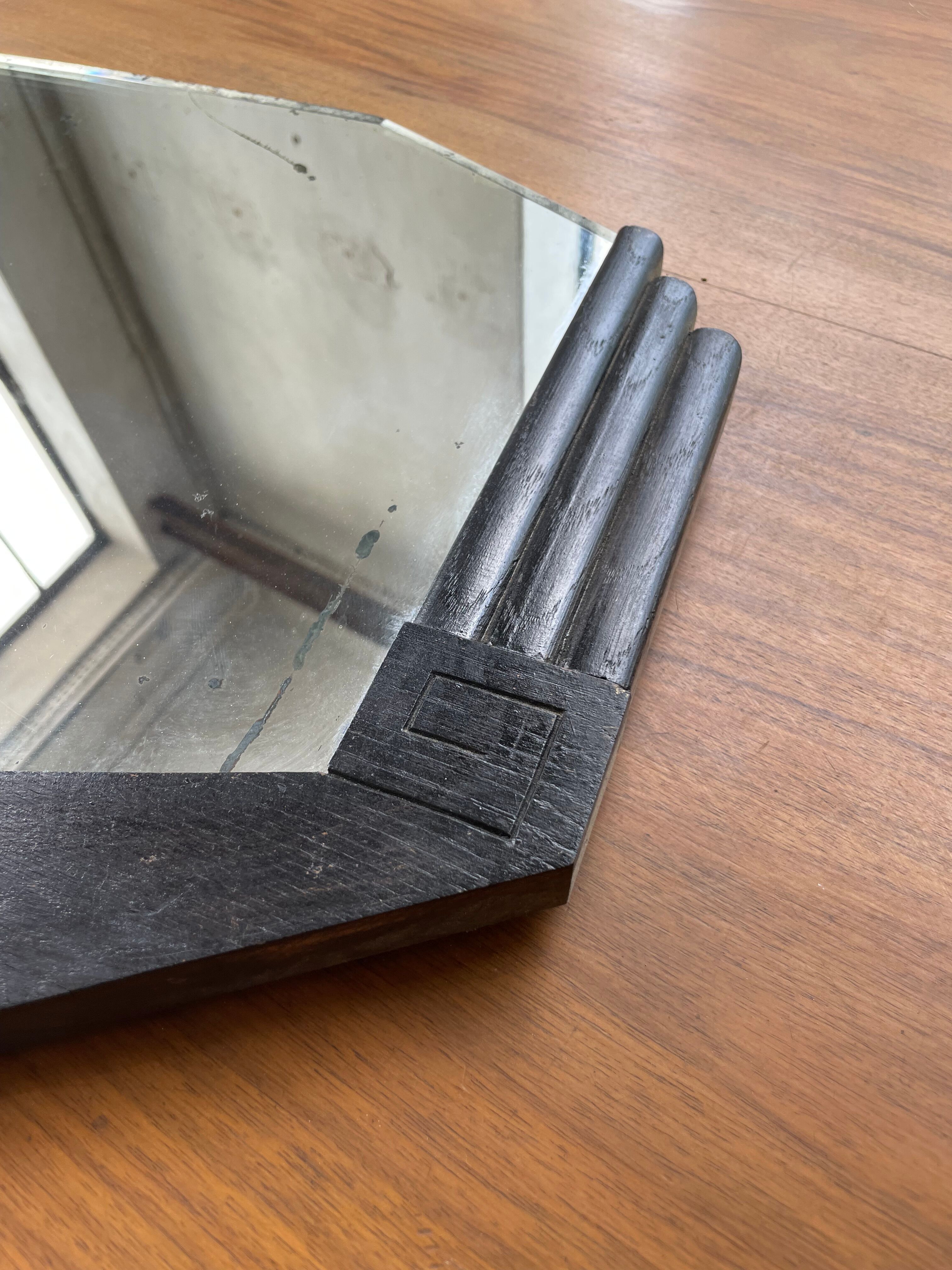Black art deco mirror 65x46cm