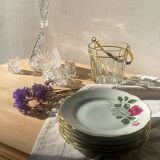 Vintage glass and gold metal ice bucket