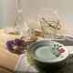 Seau à glaçons vintage verre et métal doré