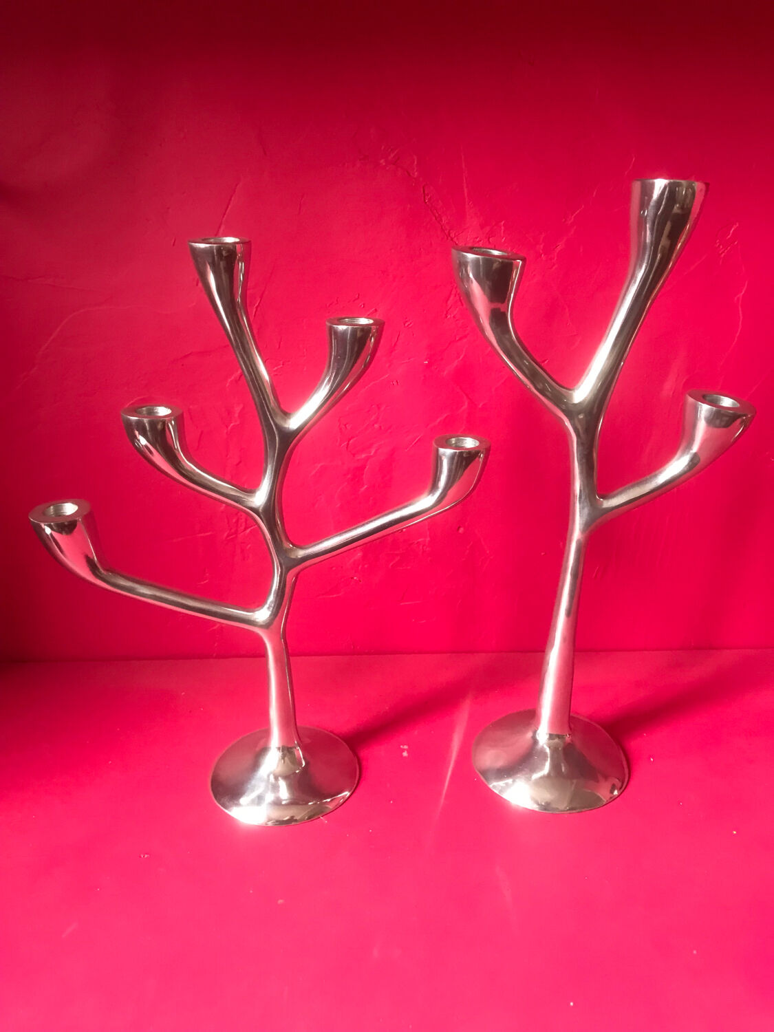 Organic vintage aluminum candlesticks