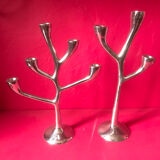 Organic vintage aluminum candlesticks