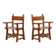 Pair of 2 Rustic carved oak side chairs, Spain ca. 1900