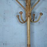 Bamboo and rattan coat rack