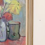 Swedish Mid-Century Oil On Canvas Painting" Still Life " --Vintage & Framed
