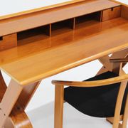 Vintage Italian wooden desk and chair 1970s