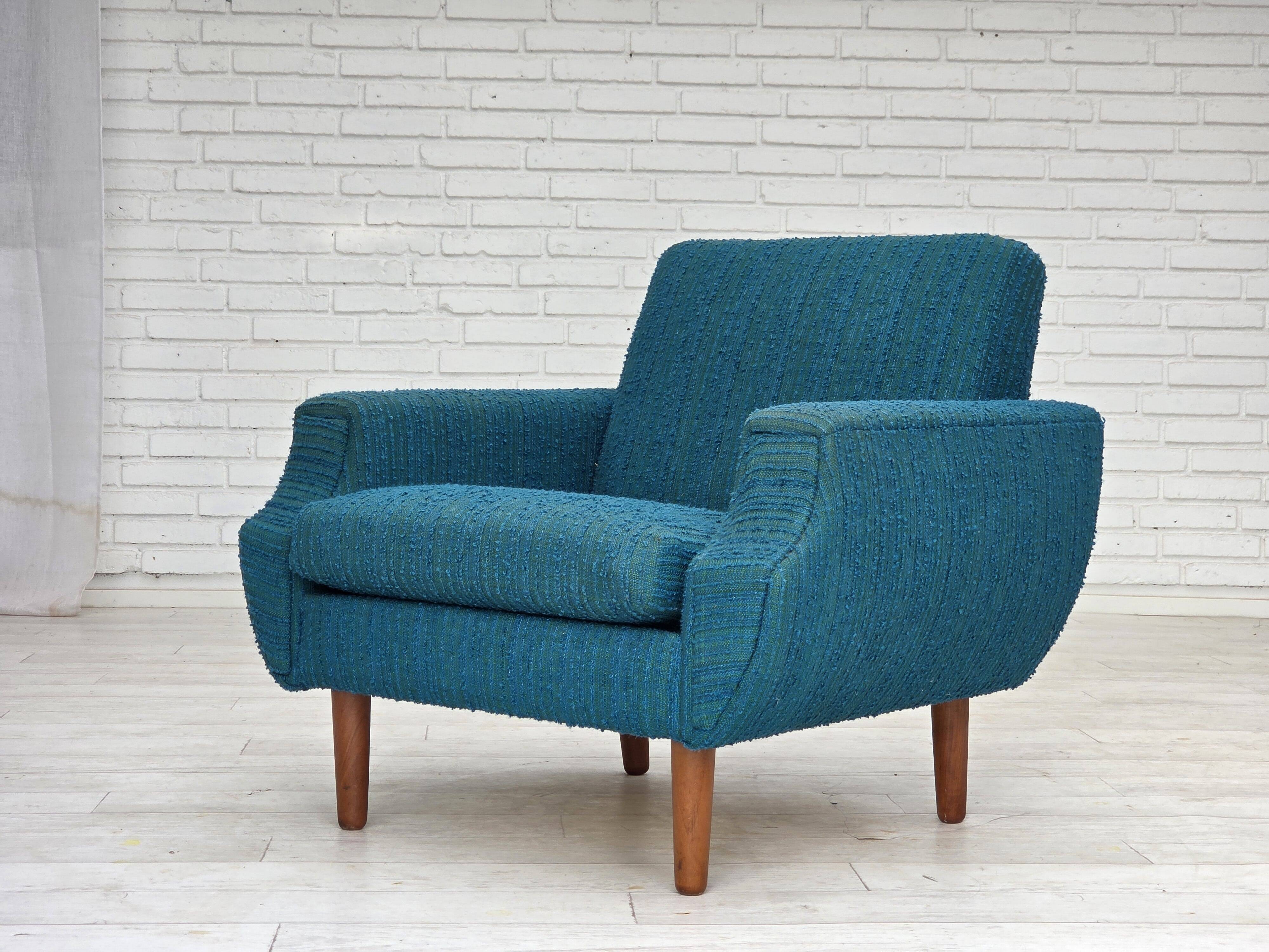 1970s, Danish armchair, original furniture wool, teak wood.