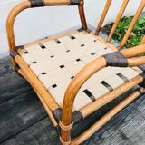 Pair of vintage bamboo armchairs 1970