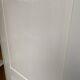Vintage Parisian wardrobe, pale yellow lacquer, one door, three shelves, one drawer