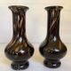 Pair of black and gold Murano vases