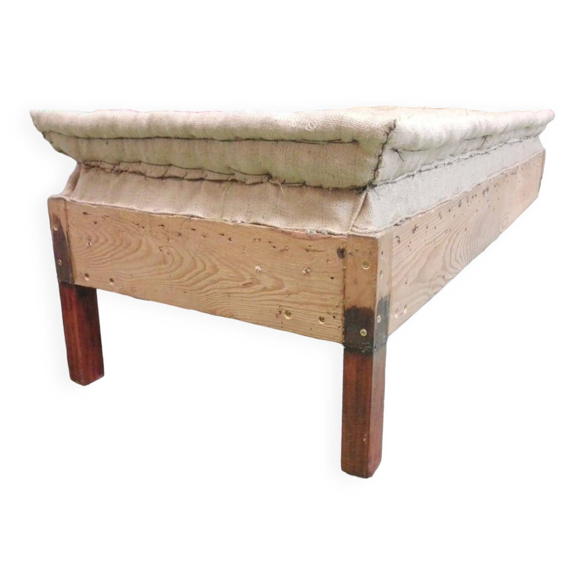 1930s Extraordinary Art Deco Ottoman in Sheepskin Upholstery, Czechoslovakia