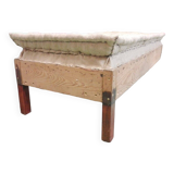 1930s Extraordinary Art Deco Ottoman in Sheepskin Upholstery, Czechoslovakia