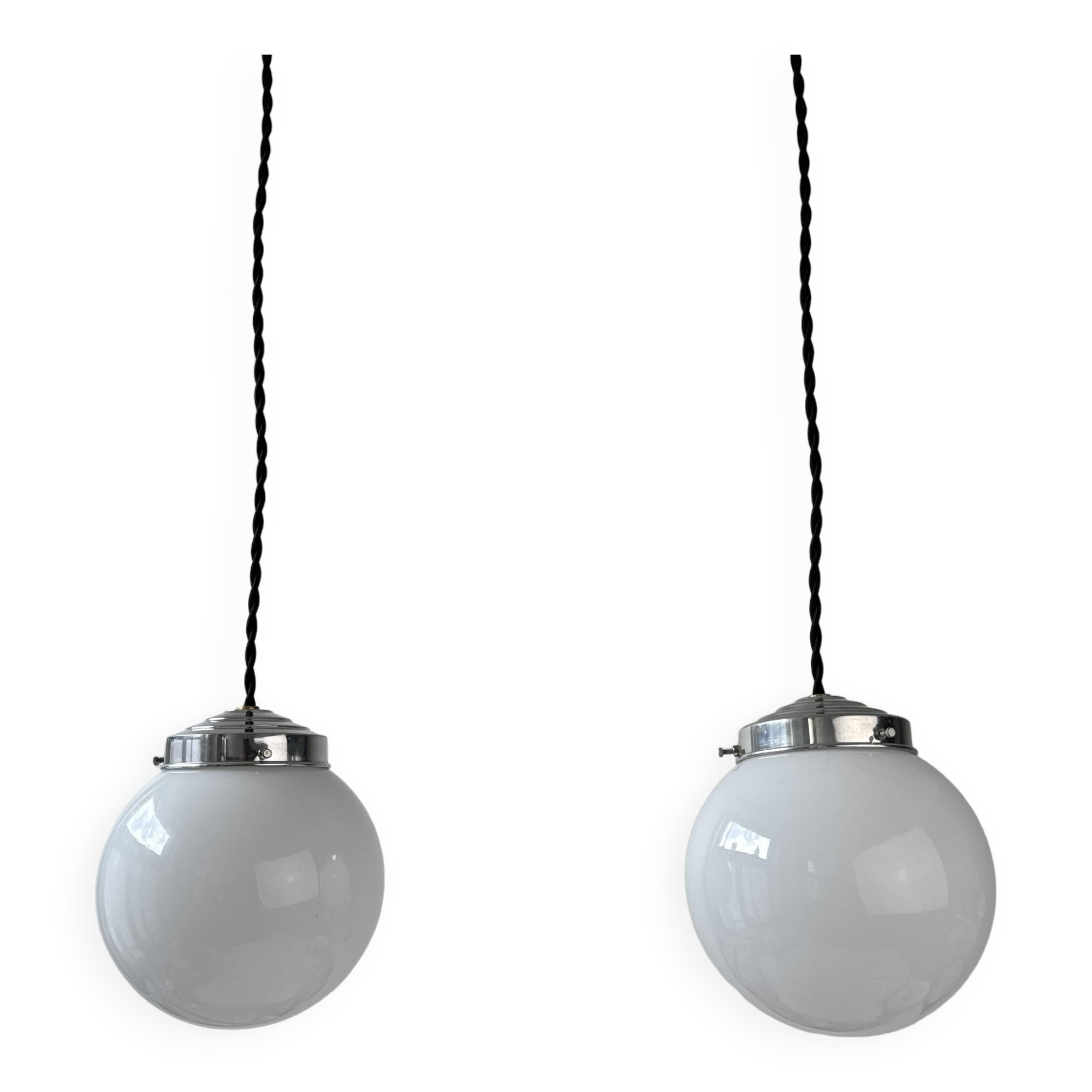 Pair of old small opaline pendants 13 cm vintage