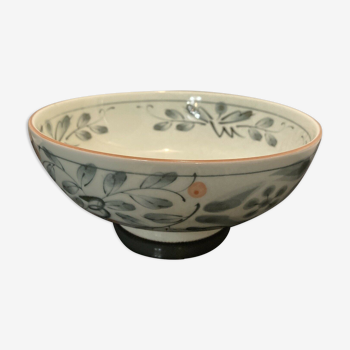 Coupe en porcelaine Chine ou Japon décor fleuris vert pastel