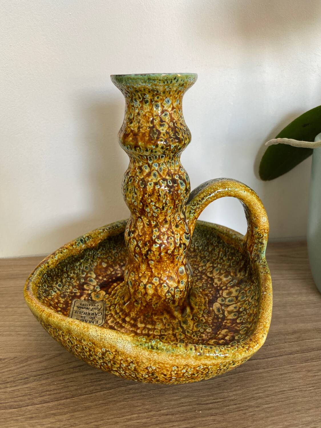 Enamel hand candle holder