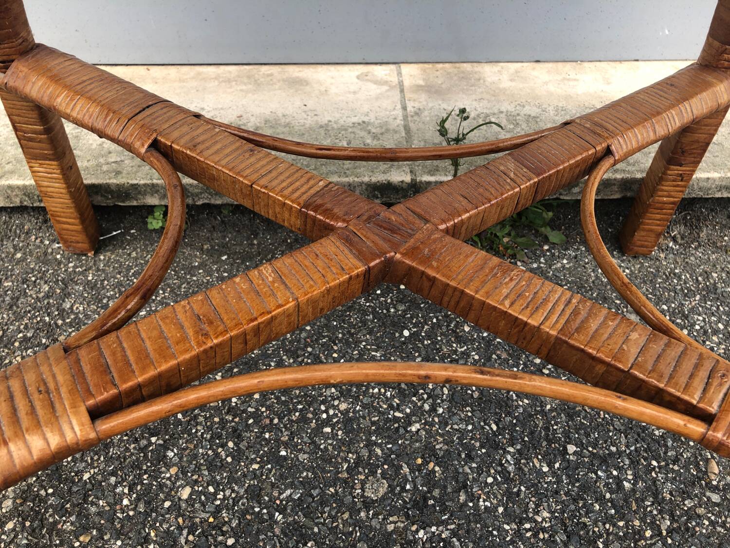 Table basse rotin vintage, 1950