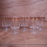 5 verres à eau à pied transparent liseré doré Luminarc
