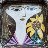 Face illustration ceramic bowl by Mari Simmulson for Upsala Ekeby, Sweden, 1960s