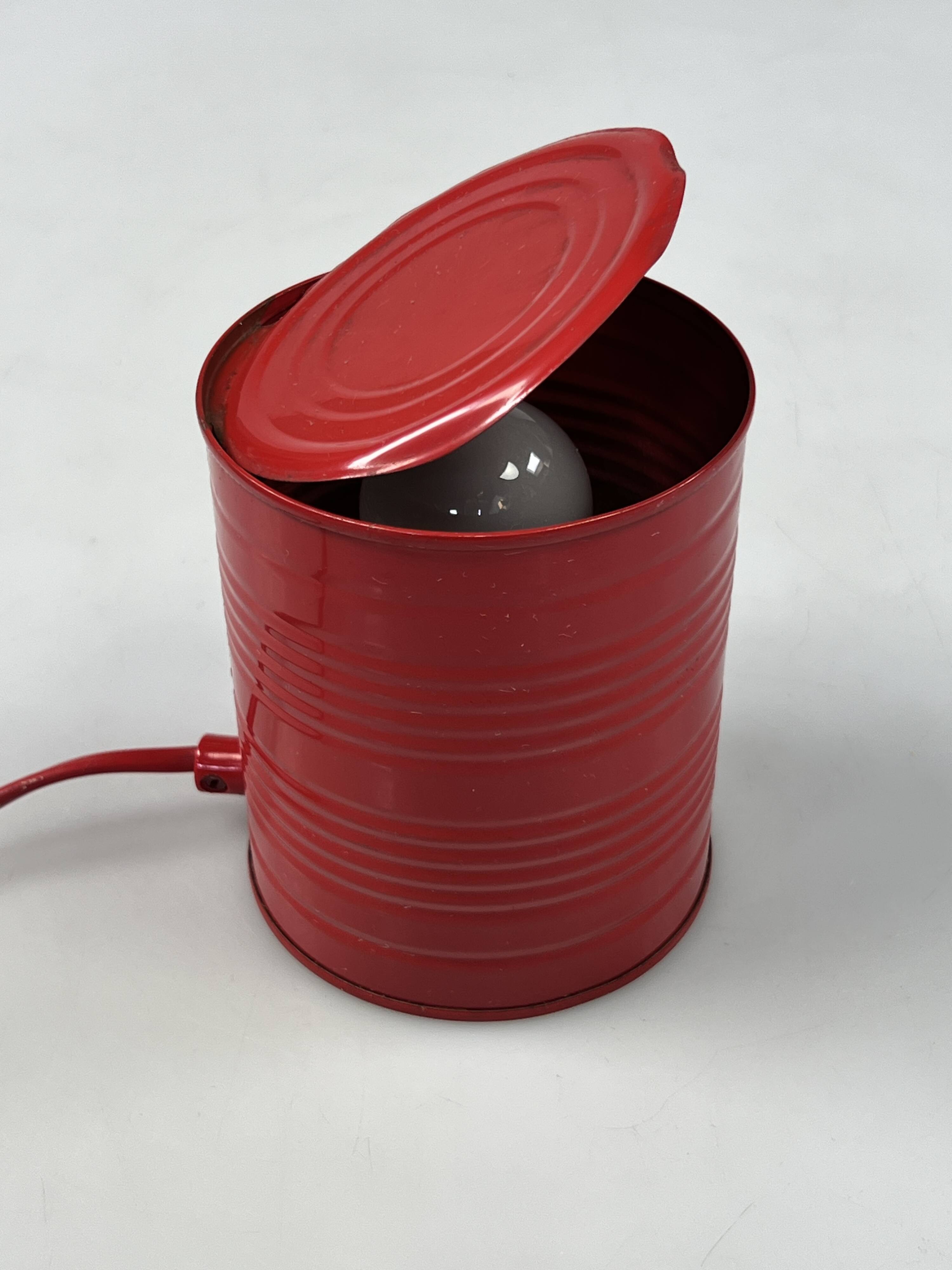 Vintage Red Tin Can Lamp, Ad Van Berlo, Vrieland Design, 1980s