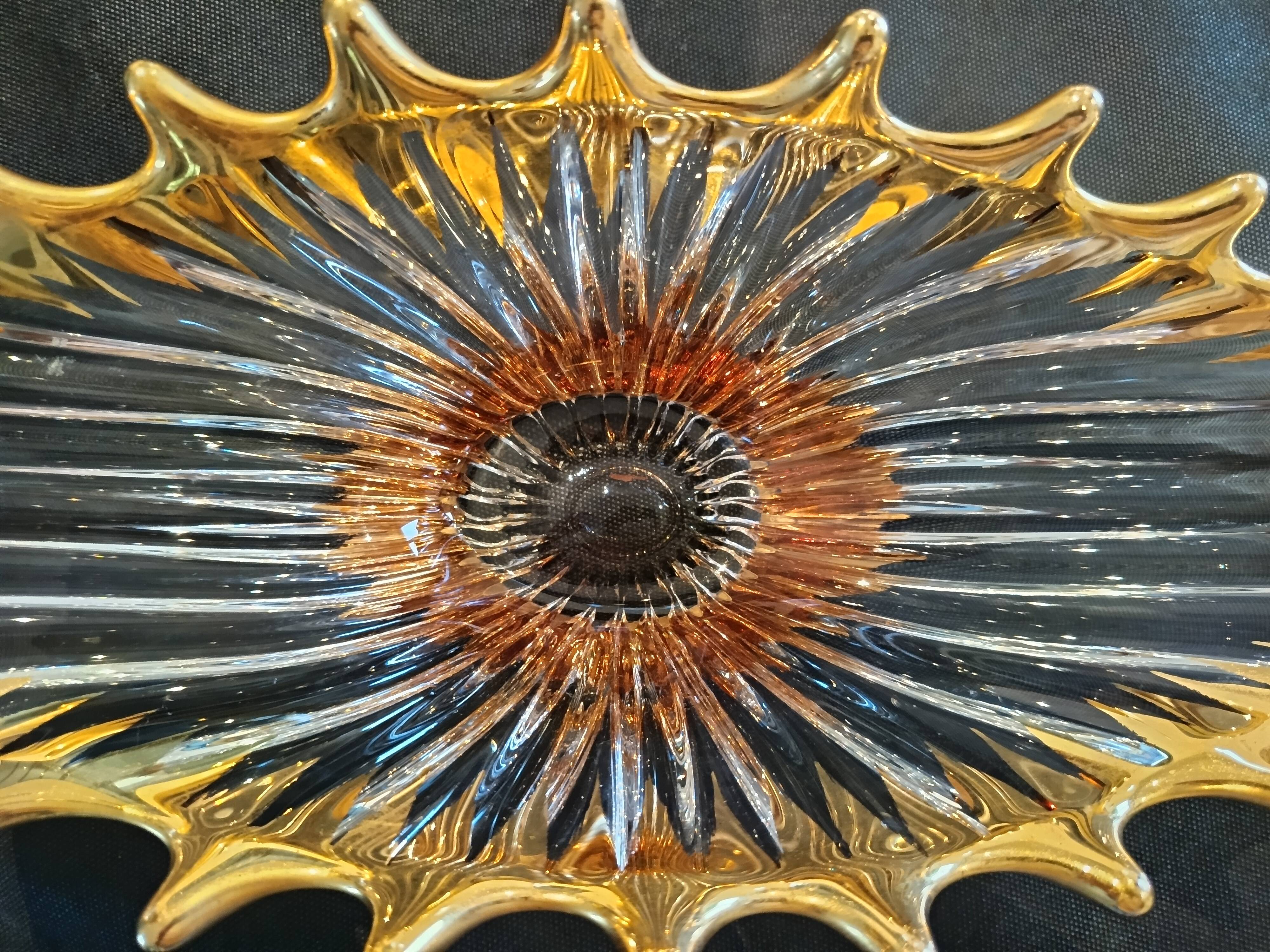 Crystal and gold centrepiece Royal Crystal of Bayel 1950