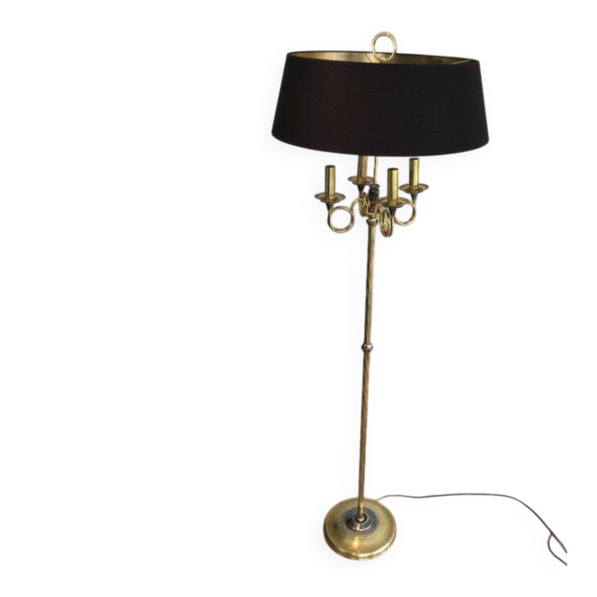 Floor lamp in brushed steel and brass. In the style of Maison Charles