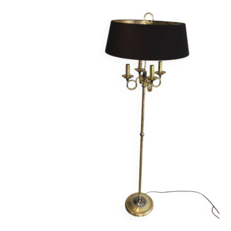 Floor lamp in brushed steel and brass. In the style of Maison Charles