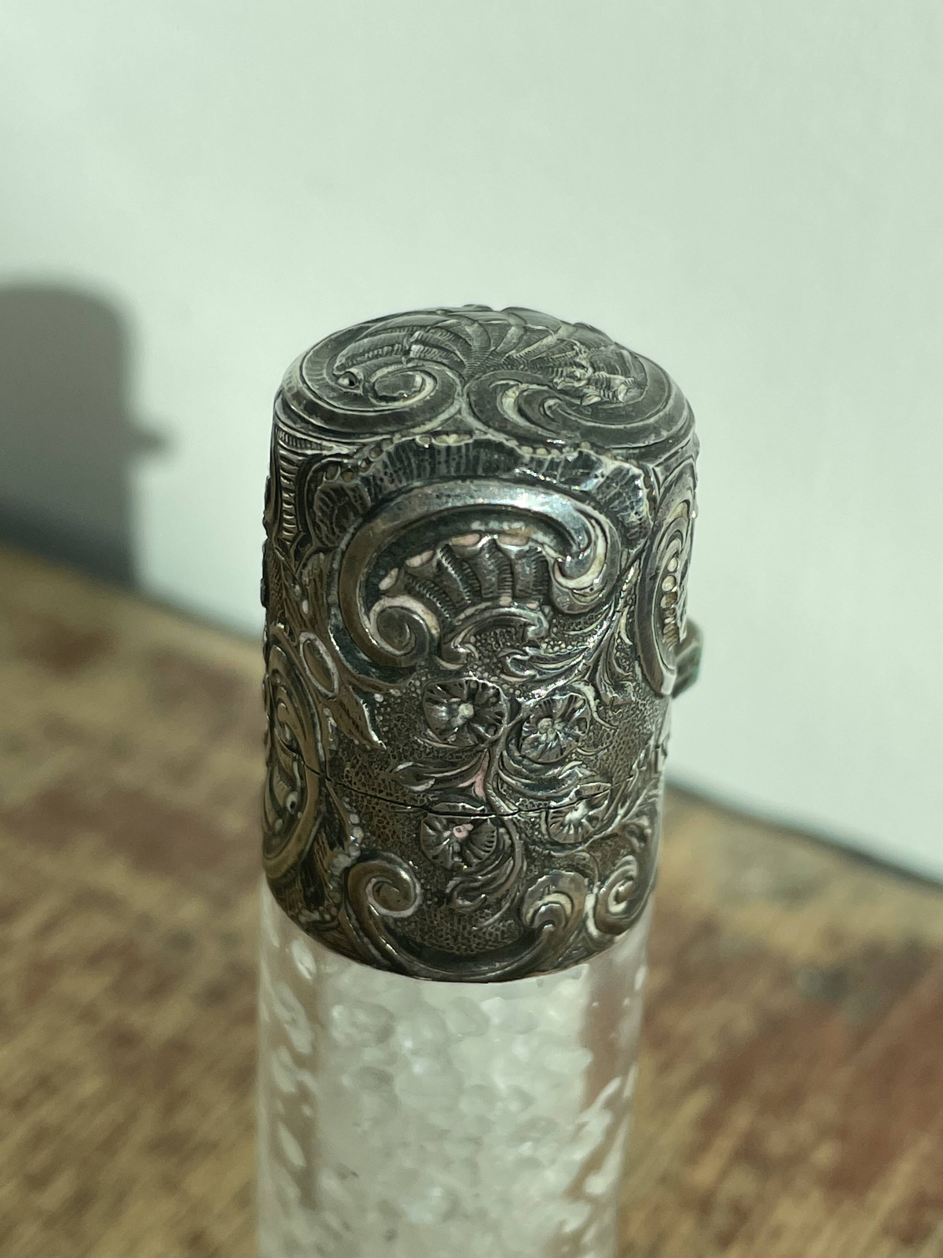 Salt bottle, cut glass, silver metal, Napoleon III, 19th century, object of curiosity, decor
