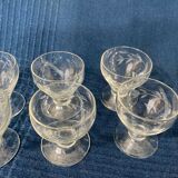 Set of 12 hand-sized crystal glasses with flower decoration