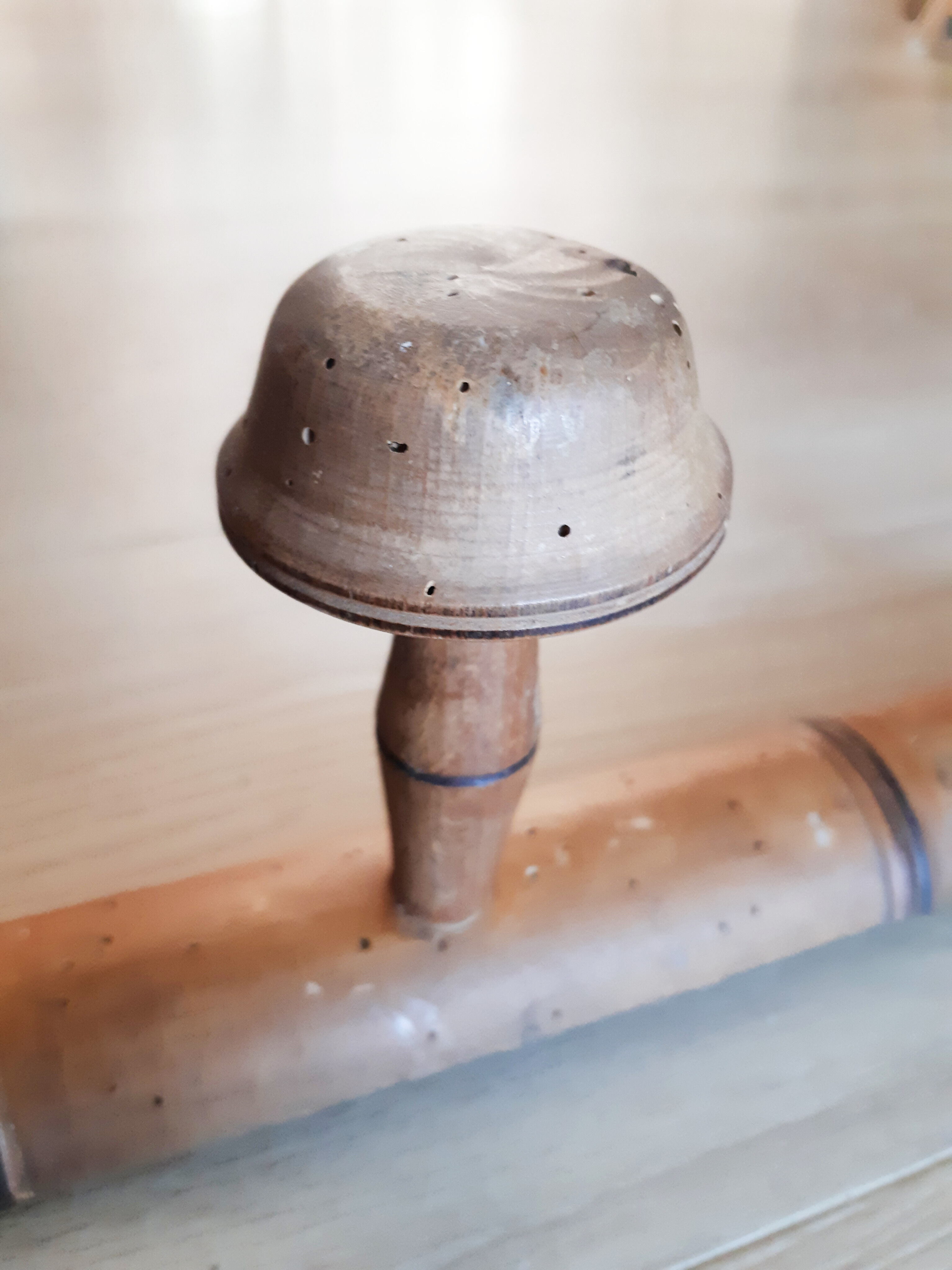 Wooden school coat racks, 4 heads, vintage French, 50s