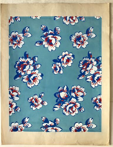 Gouache originale sur papier des éditions Jehlem décoration florale (tricolore), XXe siècle, Paris