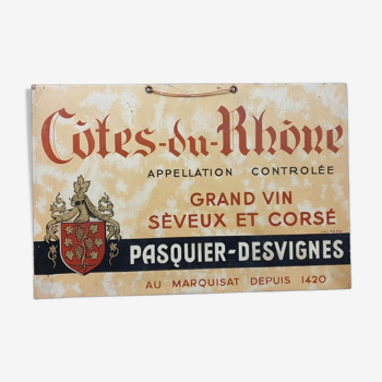 Publicité ancienne de bistrot affiche publicitaire vin des cotes du rhone