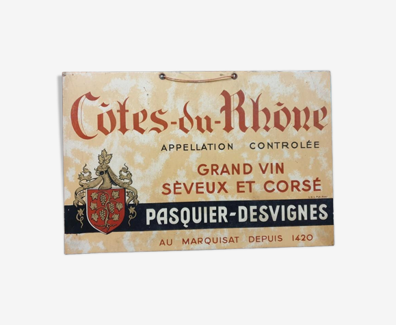 Publicité ancienne de bistrot affiche publicitaire vin des cotes du rhone