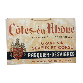 OLD BISTRO ADVERTISING - WINE ADVERTISING POSTER FROM THE RHONE COASTS