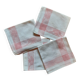 4 embroidered napkins on thread, tea service. Pink trim. Initials M.P.