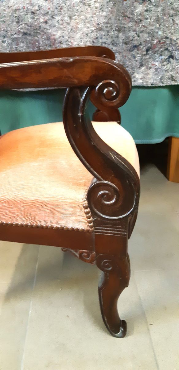 Louis Philippe armchair in solid mahogany
