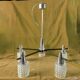 Large modernist chandelier in chromed metal and textured glass - 5 arms