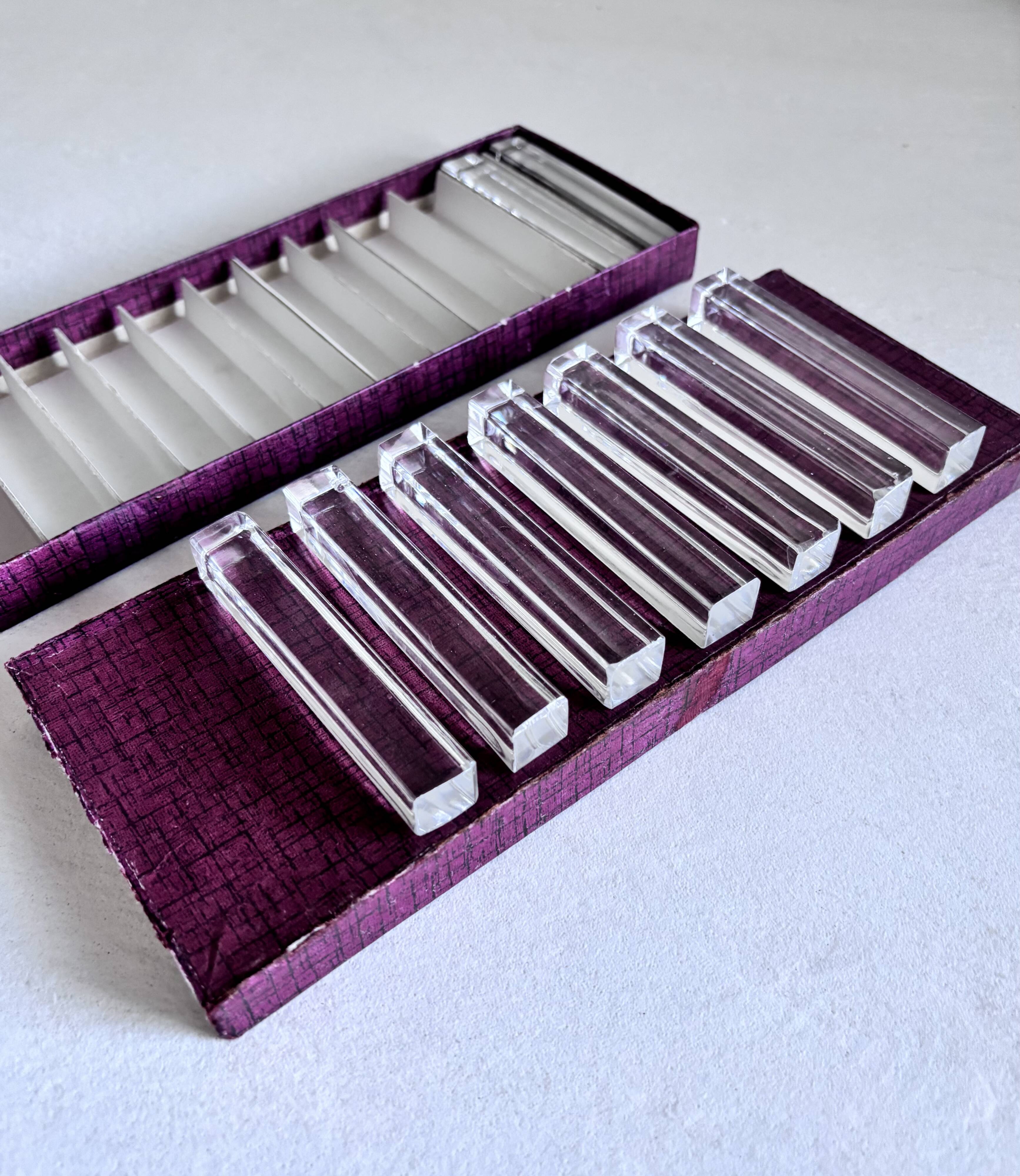 9 crystal knife rests from Hungary